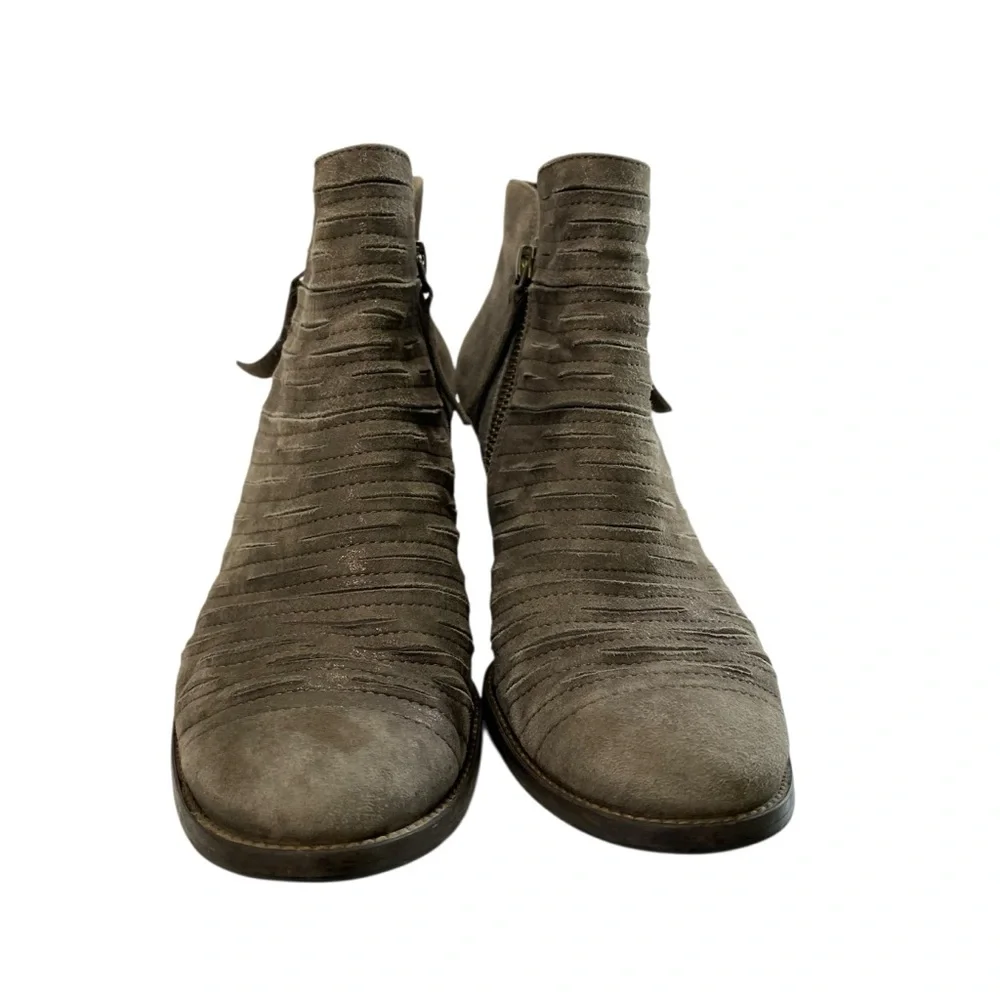 Paul Green Malibu Sliced Chunky Nobuck Leather Ankle‎ Bootie 5 Metallic Taupe